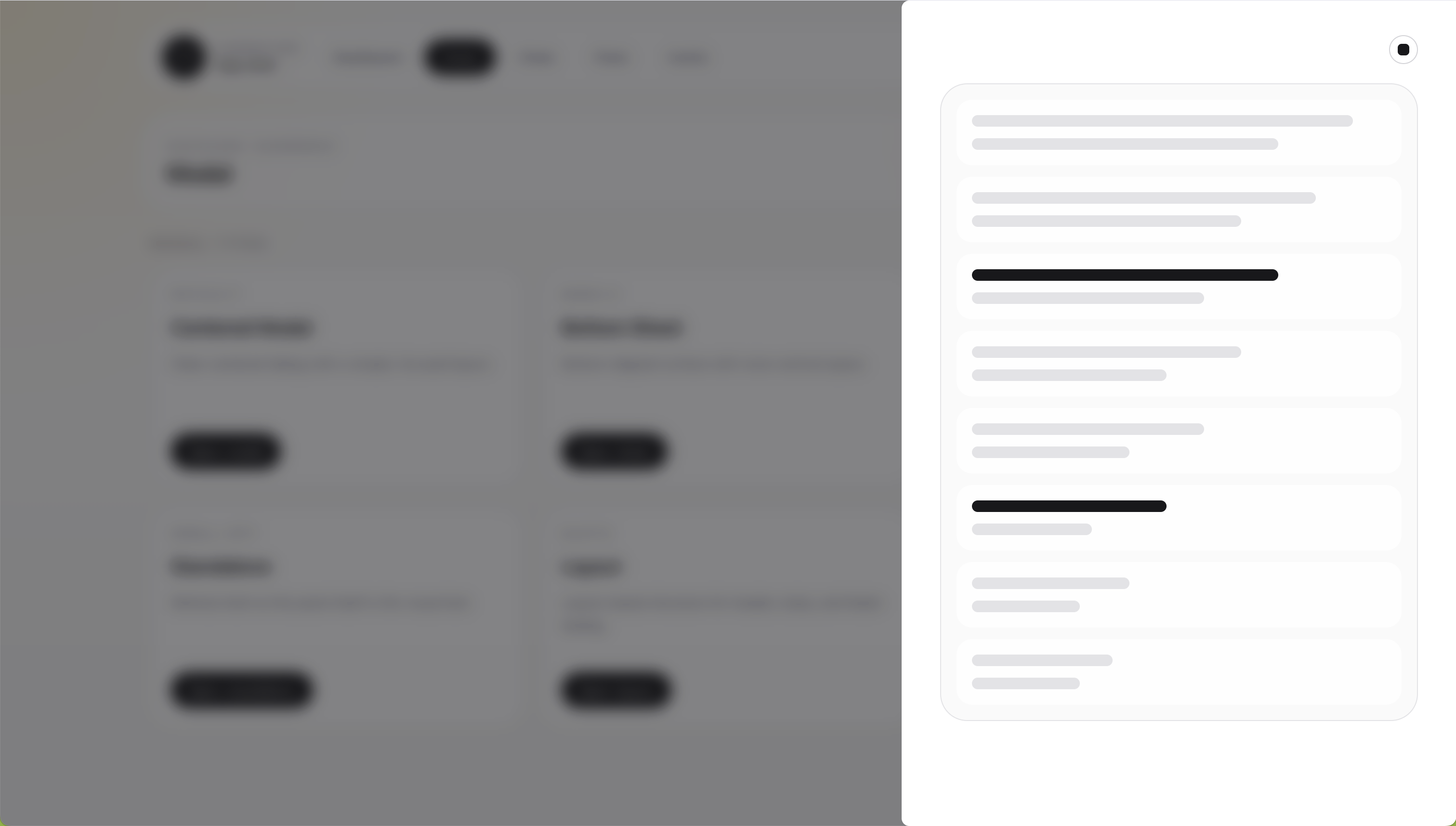 Corepine Modal right drawer placement