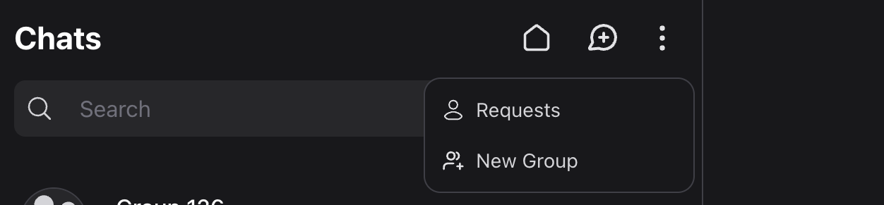 Wirechat action menu inside a conversation panel