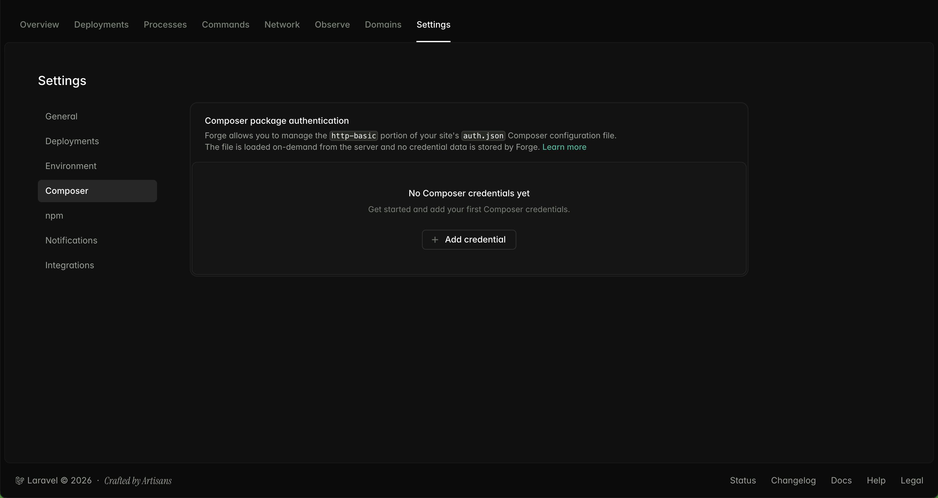 Laravel Forge environment secrets for Wirechat Pro