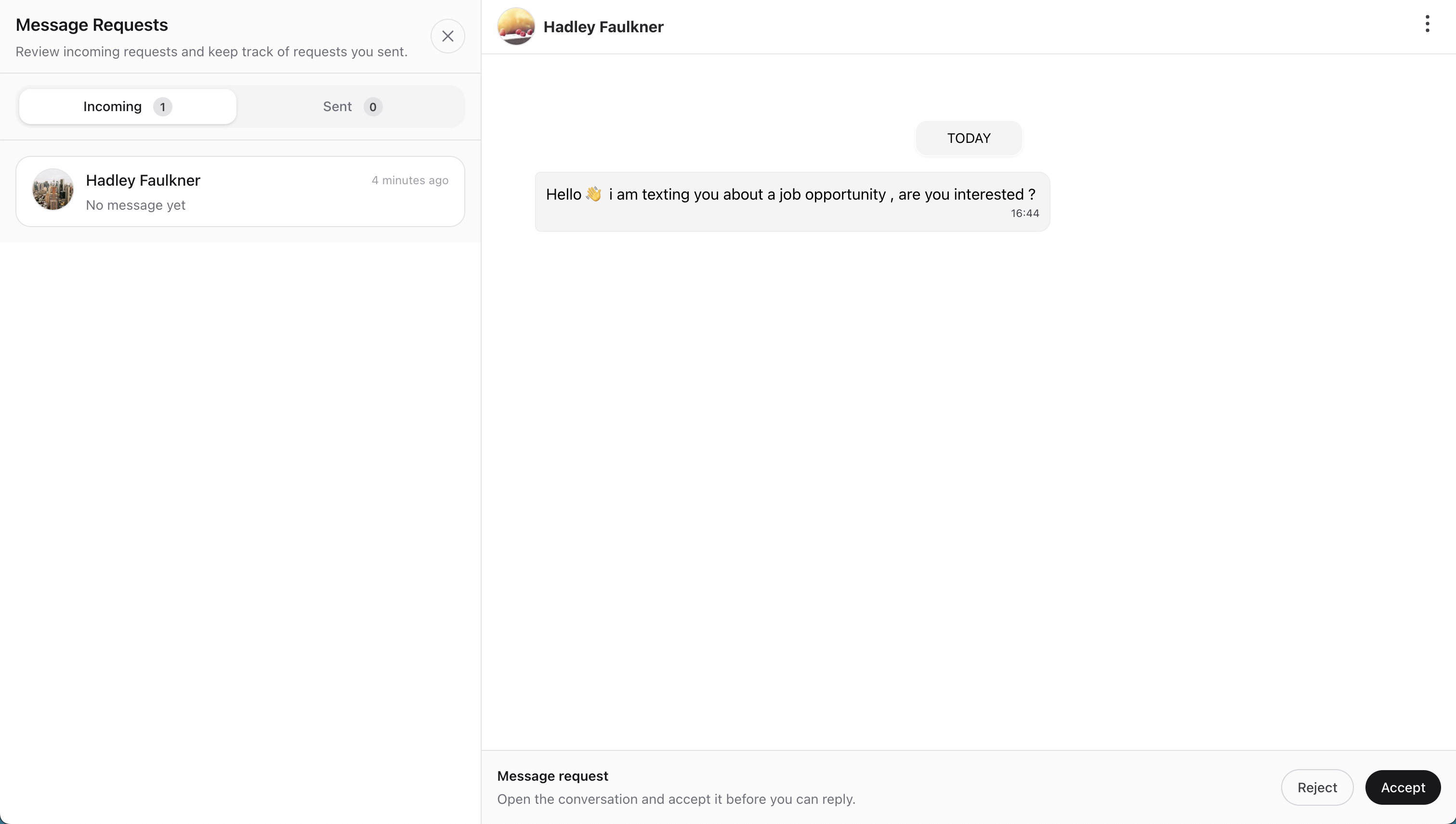 Wirechat message requests inbox