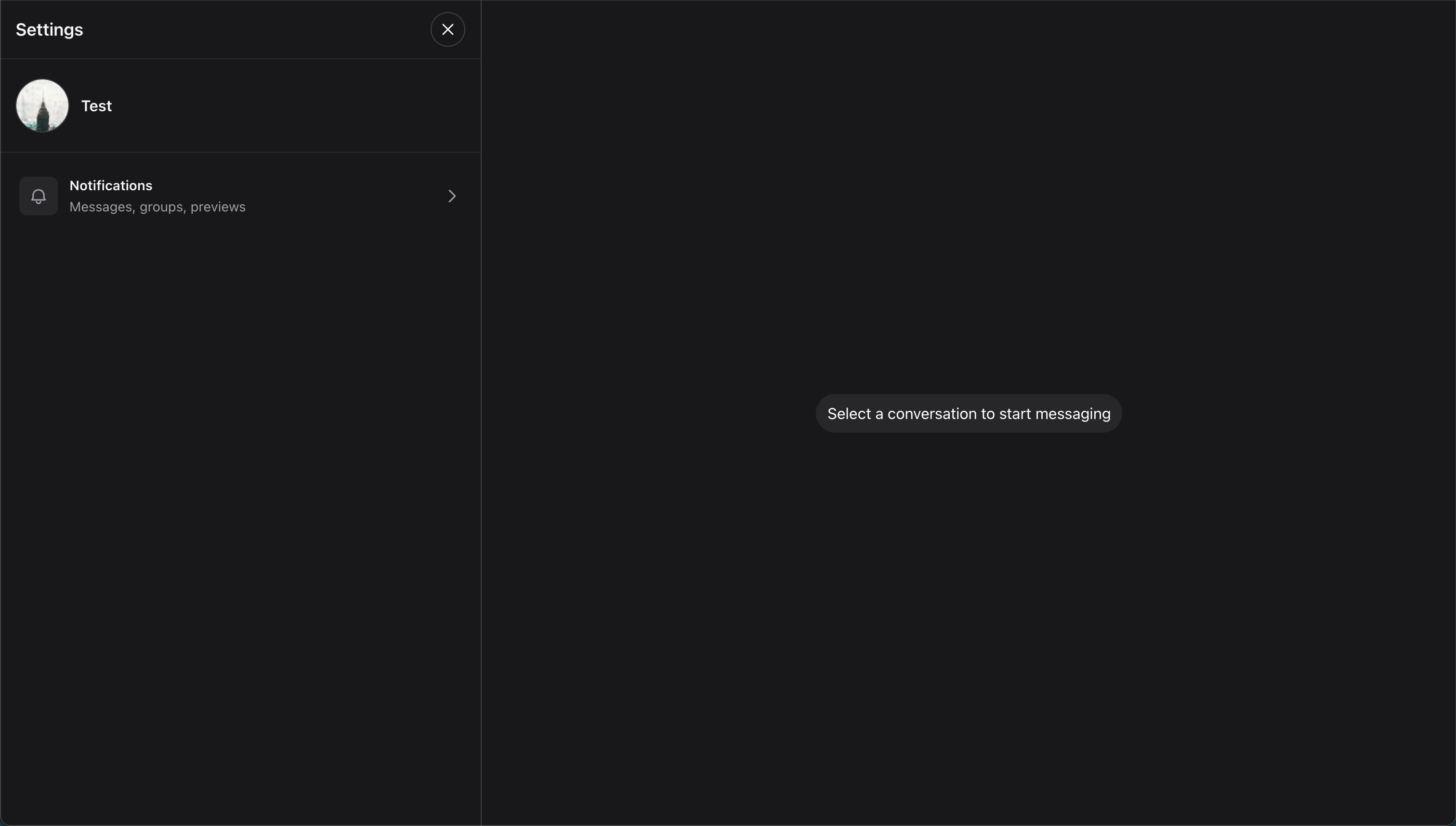 Wirechat settings drawer with account and privacy controls