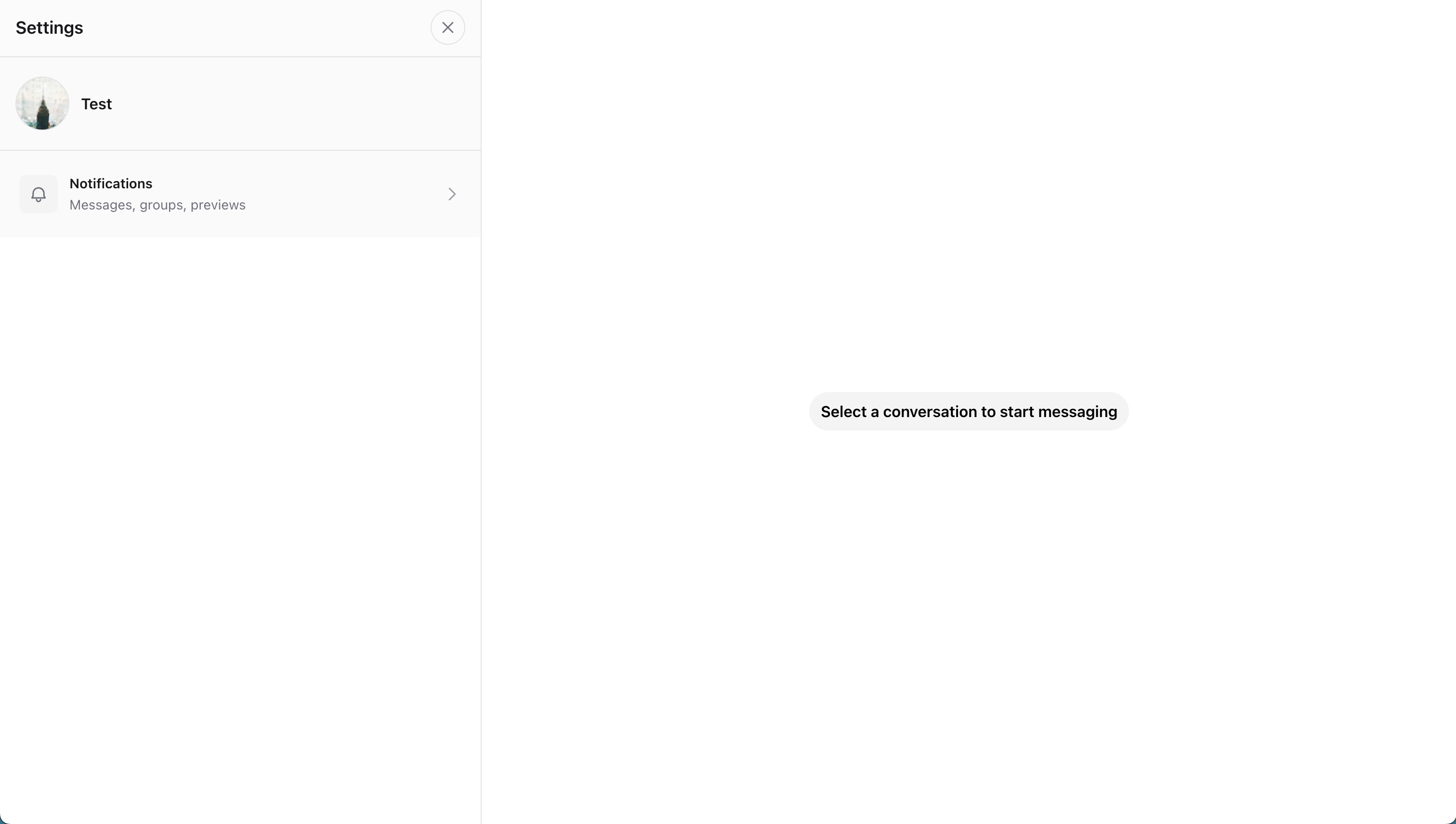 Wirechat settings drawer with account and privacy controls