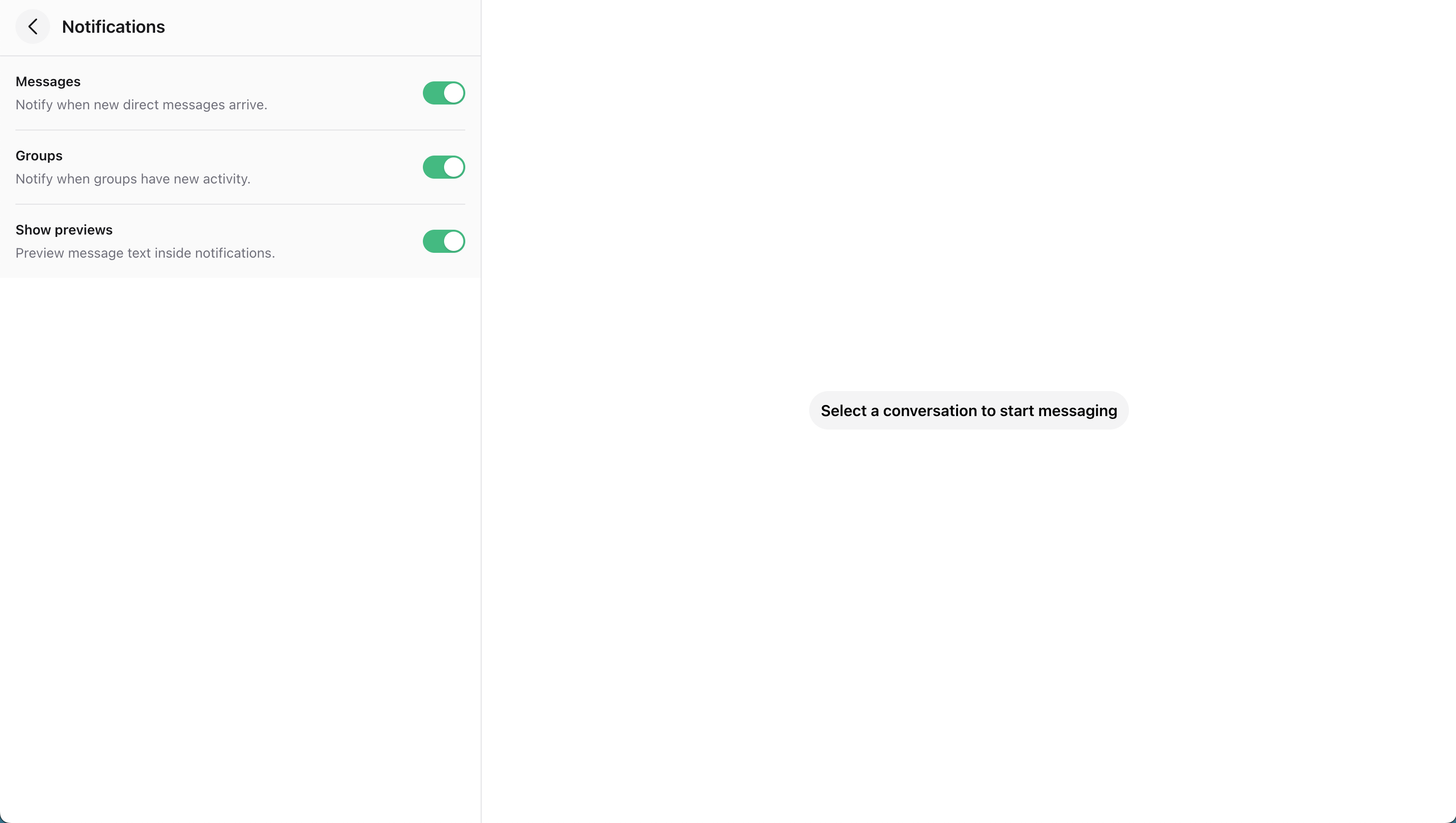 Wirechat notification settings controls
