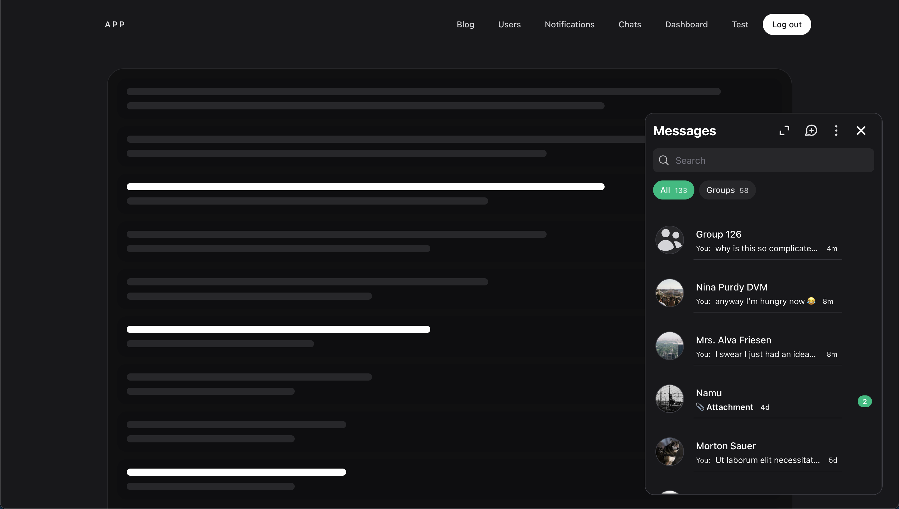 Wirechat tray widget conversation list