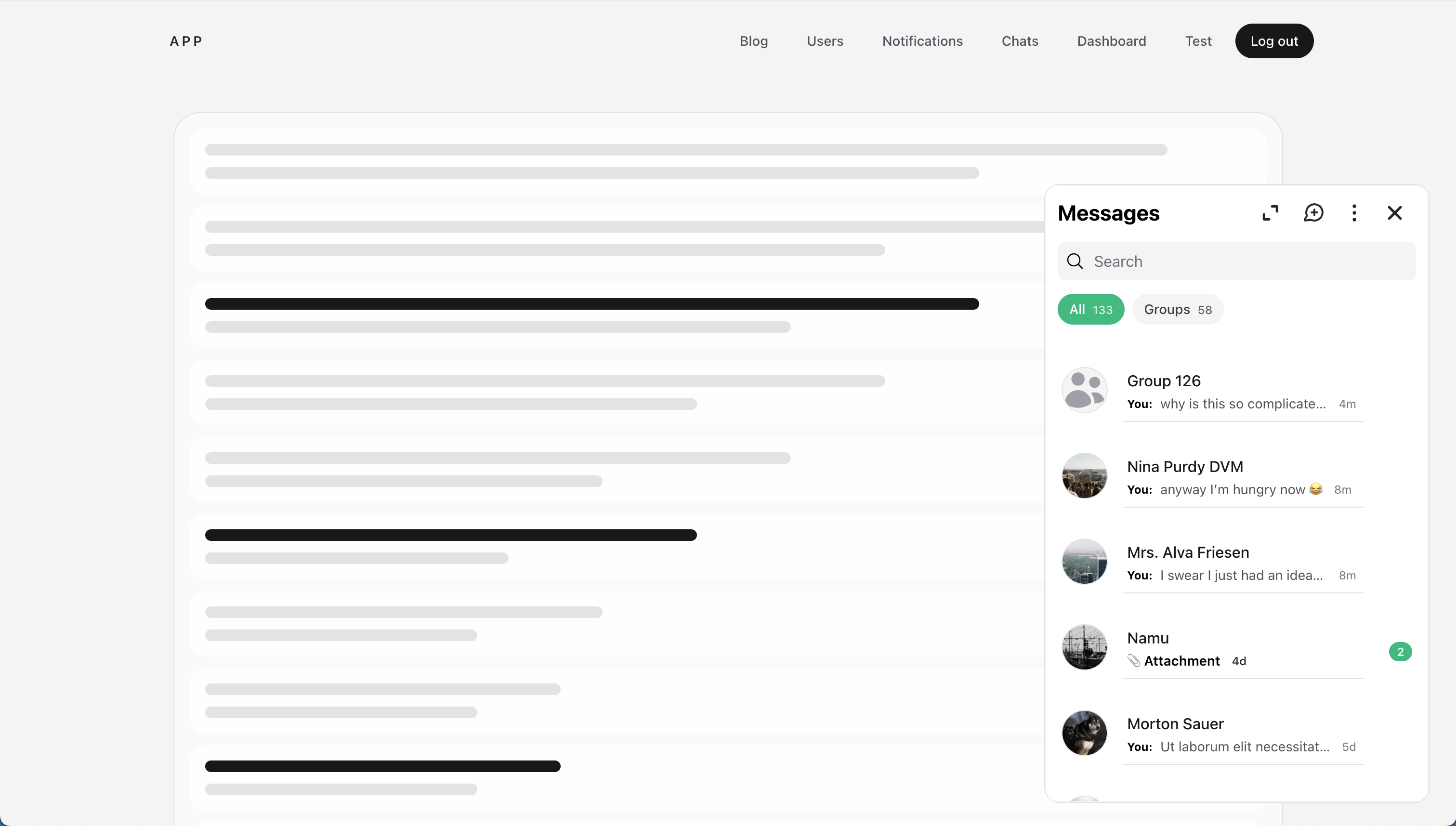 Wirechat tray widget conversation list
